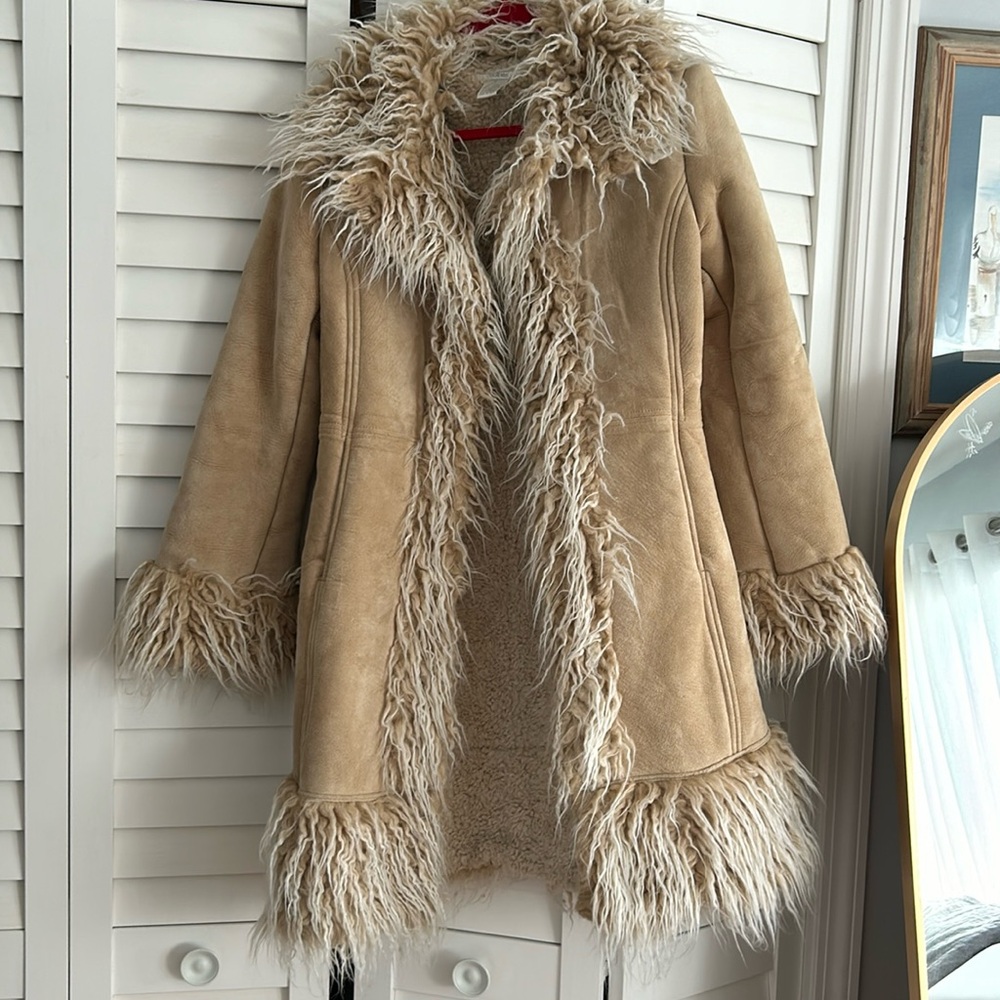 Vintage Suede Faux Fur Coat